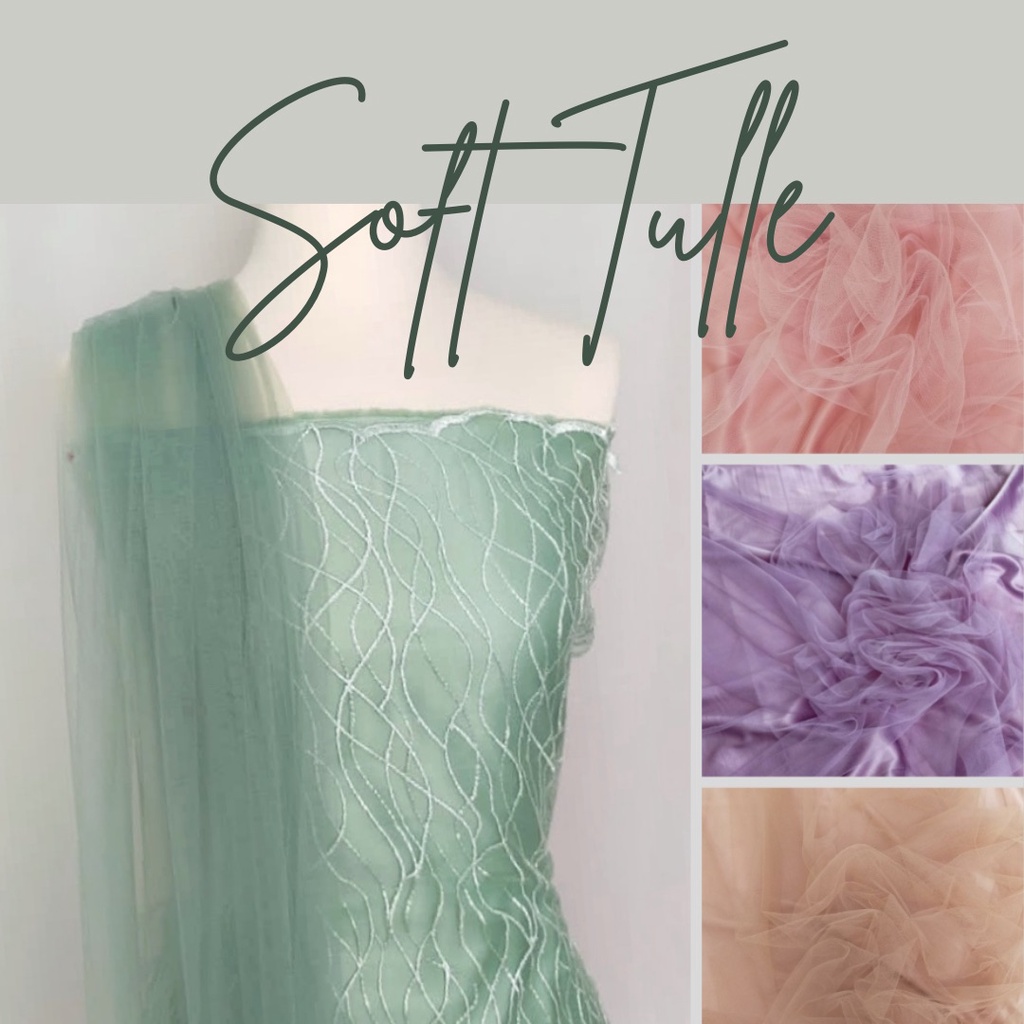 1/2 meter Kain Soft Tulle / Kain Tile Polos / Kain Tile meteran / Bahan tule polos PREMIUM