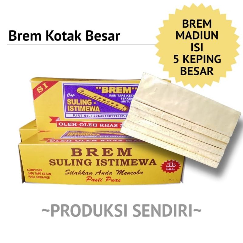 

Brem Suling Istimewa kemasan Kotak besar isi 5 keping oleh-oleh Khas Madiun