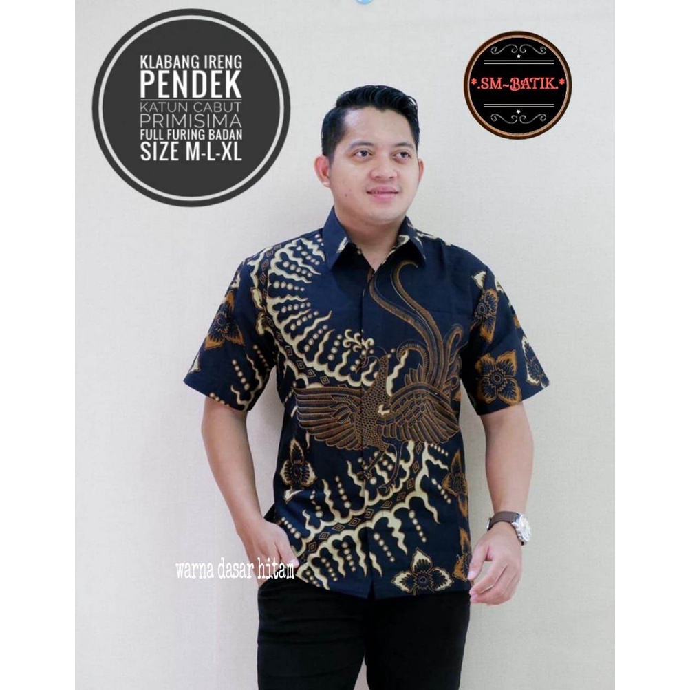 Kemeja batik PREMIUM warna hitam/batik lengan panjang terbaru/hem batik pendek hitam/ batik kasual