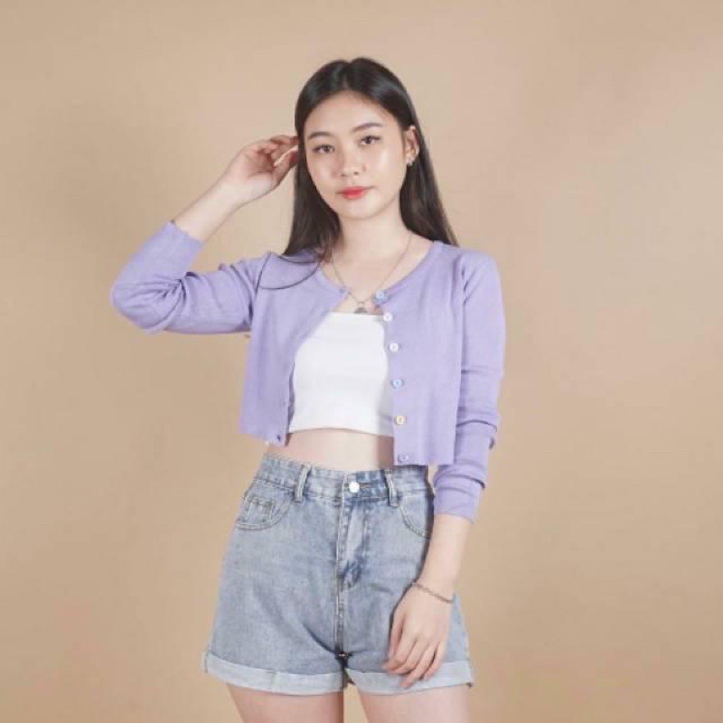 BEFAST - ZGW OOTD Wanita Blouse JENET / Rib Jenica Button Cardi Crop (LD 74, P 42) / Blouse Wanita / Pakaian Wanita Lengan Panjang / Blouse Crop Casual / OOTD Ala Wanita Trend TikTok / Terlaris / Blouse Bisa Di Jadikan Outer / Termurah