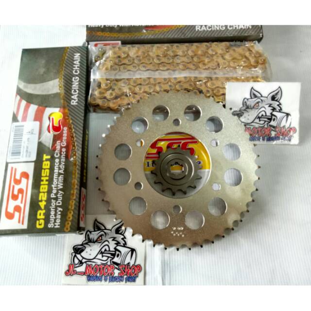 Girset Gearset Rantai SSS Gear set Gir set SSS 42 Kawasaki Klx - D-Tracker - CRF 150 - WR 155 HSBT