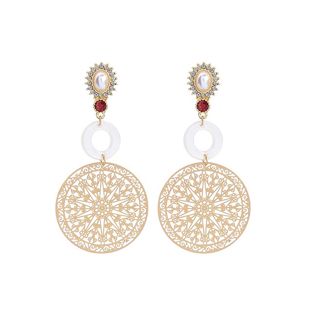 LRC Anting Tusuk Fashion Color Geometric Openwork Earrings F5785X