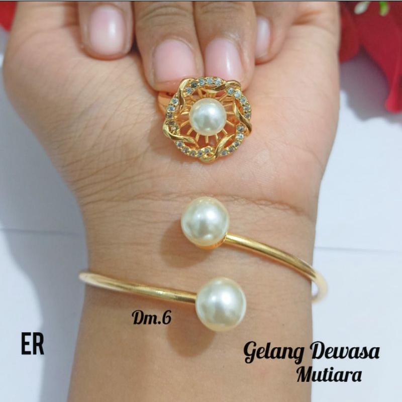 Gelang Dewasa Mutiara free Cincin Mutiara Gold dan Silver limited edition (COD)