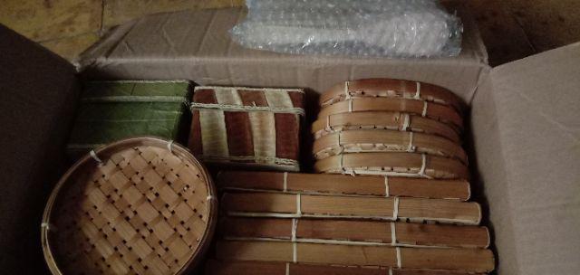 (tisu05) Kotak Tisu Kecil Natural Kotak Tisu Karton Kotak Tisu Daun Pisang Daun Mandingan Pelepah