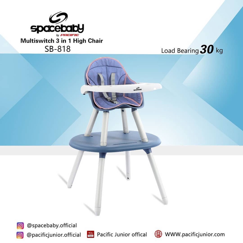 Space Baby SB-818 Multi Switch 3in1 High Chair Kursi Makan Bayi