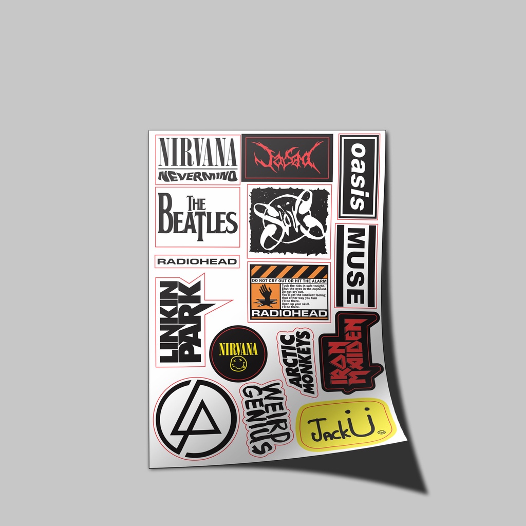 STIKER PACK - 15pcs BAND POP ROCK - STIKER AESTHETIC LAPTOP, AKSESORIS HP, ANTI AIR, MOTIF, HELM