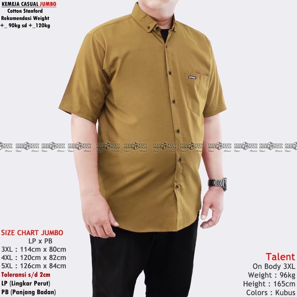 MY MAN Original Kemeja Polos lengan panjang jumbo kemeja pria warna hijau botol big size art seri MY233