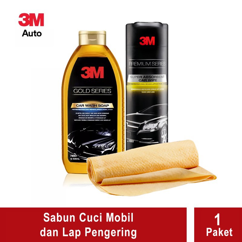 3M Paket Sabun Cuci Mobil dan Lap Pengering - Car Wash Gold &amp; Car Wipe