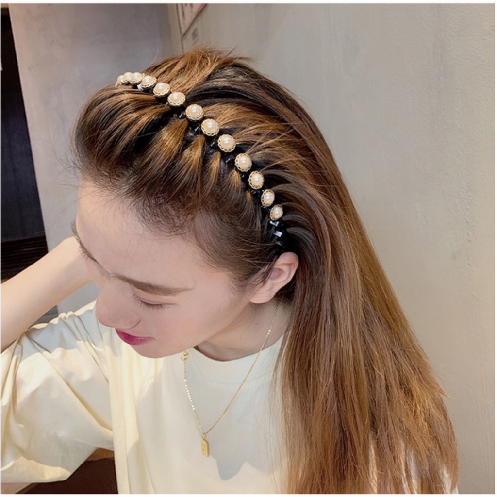 ONLYONE12 Bando Korea VIRAL !! Bando Korean Pearl / Bando Manik Manik / Headband Hair Bands / Women Hair Accessories