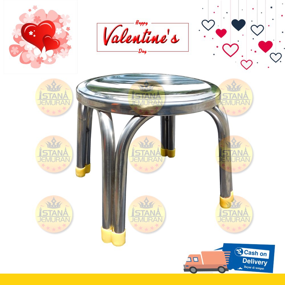 Kursi Stainless Steel Bulat Kecil Pendek Mini Anak Kursi Stainless Steel Bulat Kecil Pendek Mini Anak