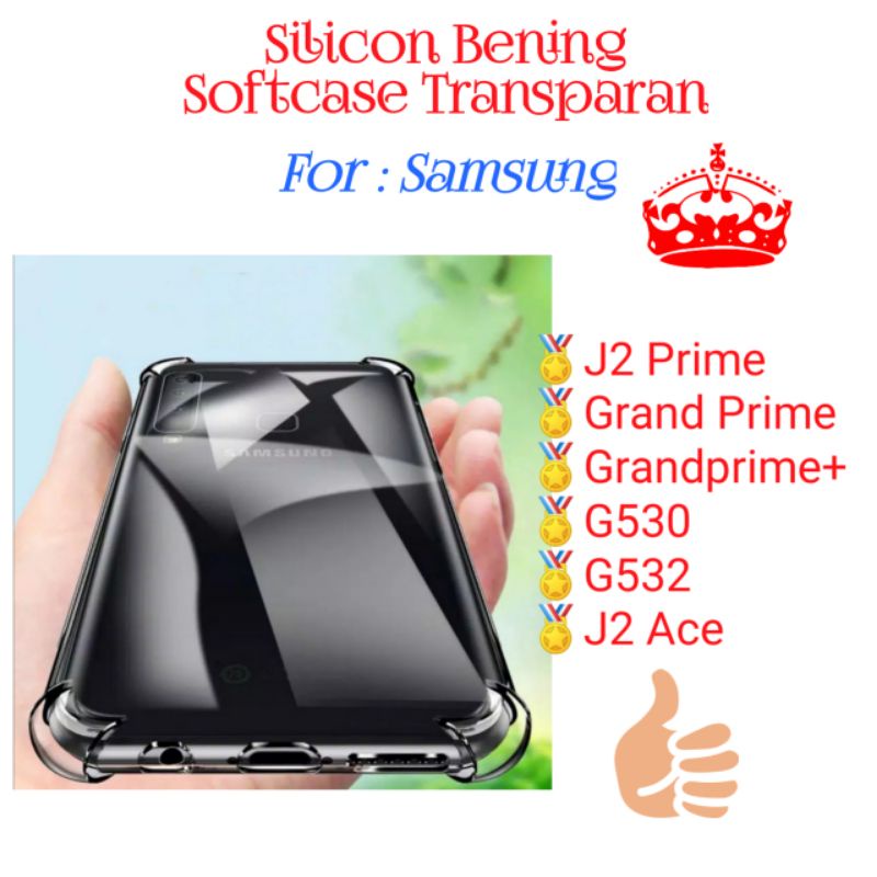 Case Samsung J2 J2Prime Grand Prime plus G530 G532 J2Ace Silicon Softcase Bening Transparan Casing