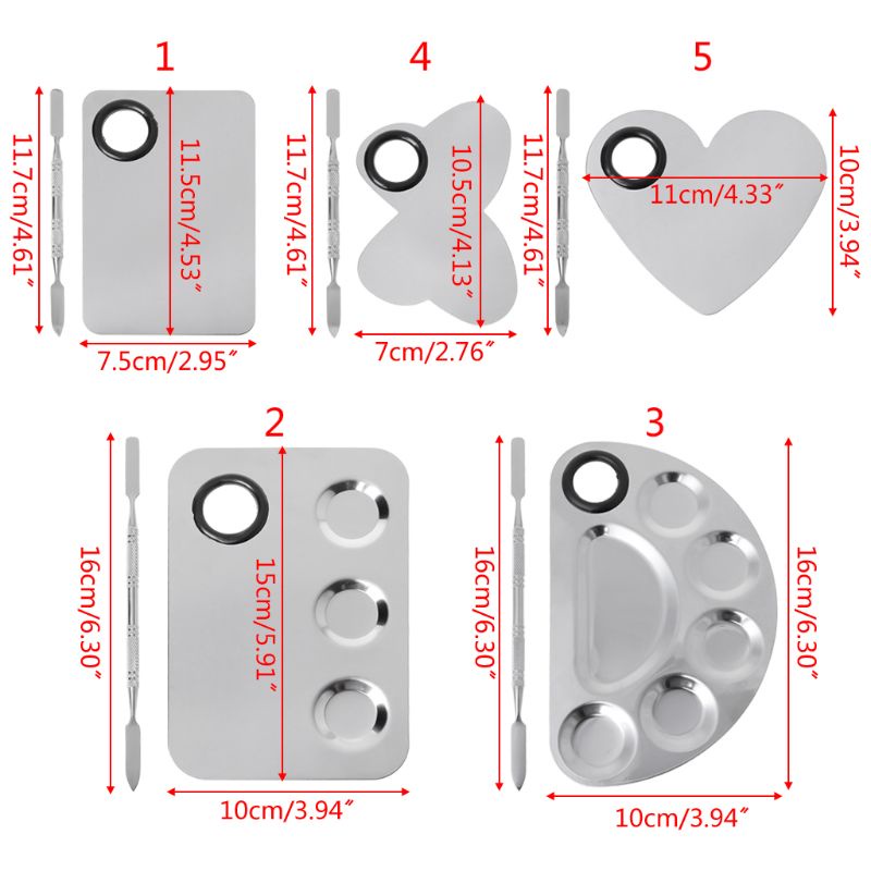 Mary Set Spatula Batang Pencampur Nampan Palet Cat Bahan Stainless Steel Untuk Nail Art Supply Sc