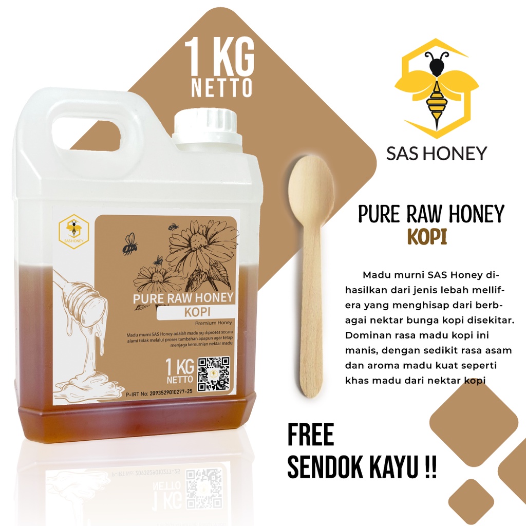 

Madu Asli Murni 1Kg Sas Honey Nektar Bunga Kopi