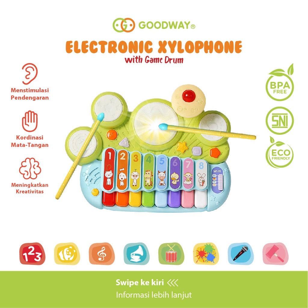 Goodway Electric Xylophone With Gamr Drum-Mainan Drum