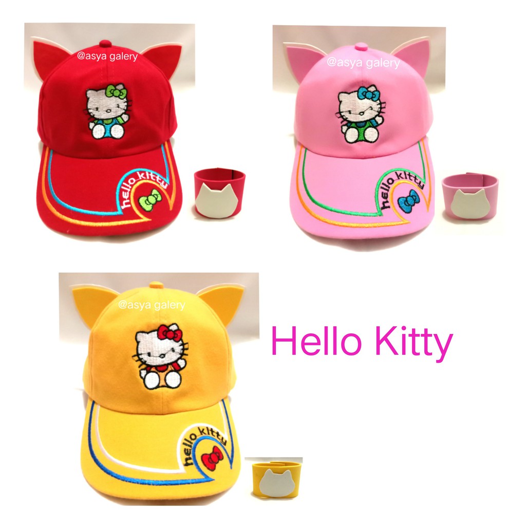 TOPI ANAK KARAKTER HELLO KITTY BORDIR/ TOPI HELLO KITTY