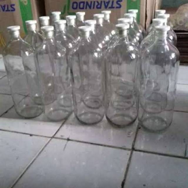 botol kaca bening 1 liter untuk botol jamu/botol bensin