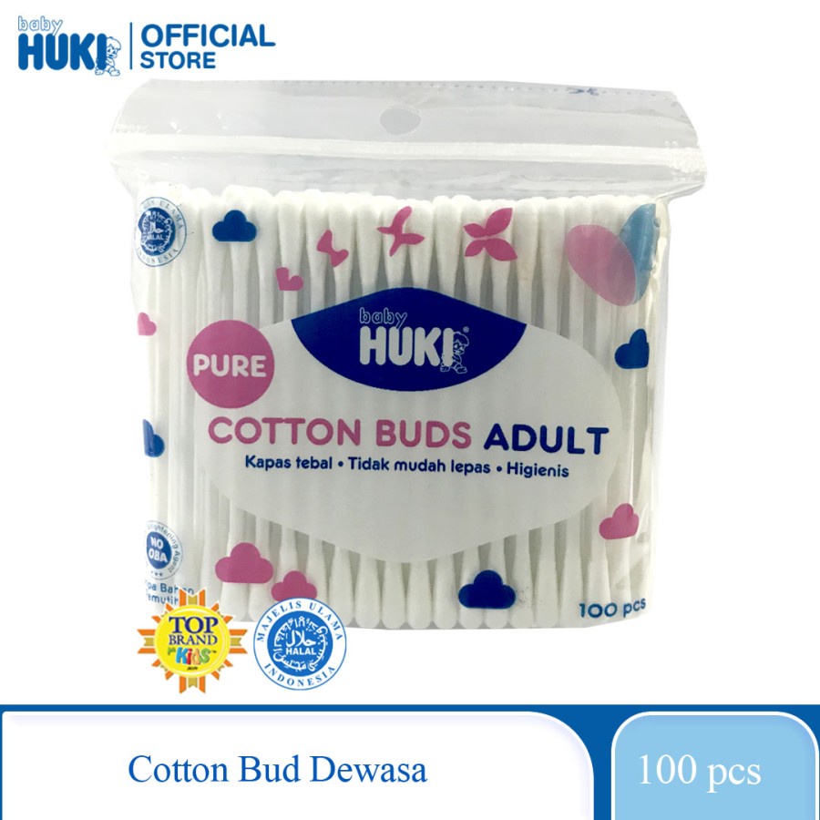 Baby Huki Pure Cotton Buds Adult / Dewasa 100 Pcs