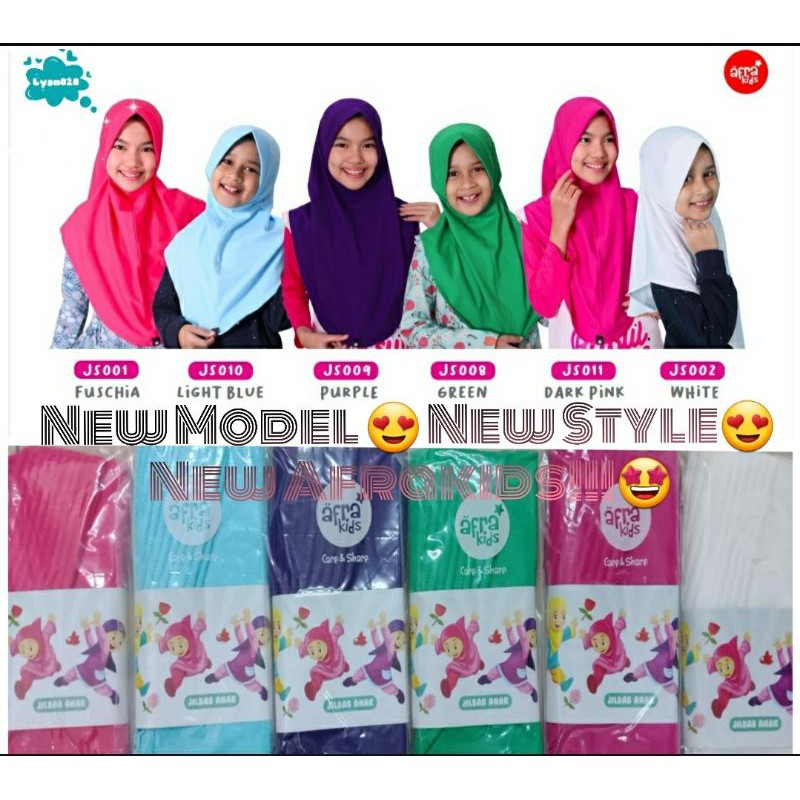 Jilbab Afrakids New Model Pad JS001 JS002 JS008 JS009 JS010 JS011