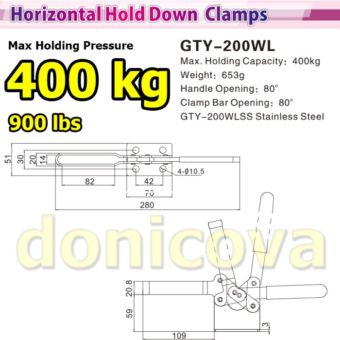 Toggle Clamp Vertical GH 200WL GTY 200 WL setara WIPRO TCH-913 400kg