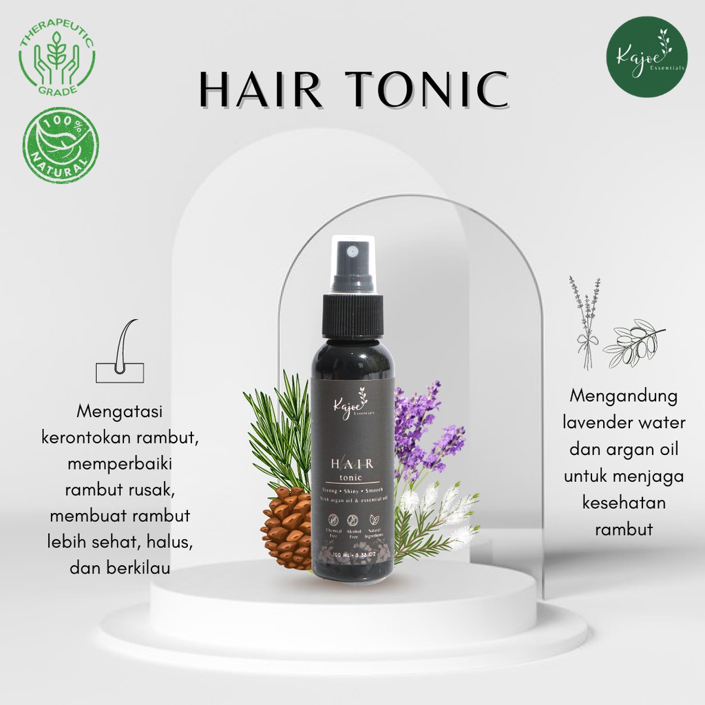 KAJOE HAIR TONIC Tonik Anti Hair Fall Penumbuh Rambut Alami Rambut Rontok Lepek Kering Rusak 100 ML