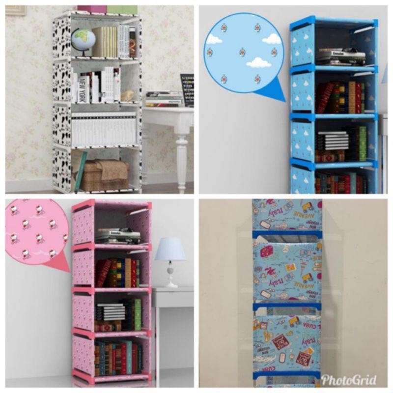 Rak Buku Portable Jumbo - Lemari Serbaguna / rak buku murah lucu unik - Biru