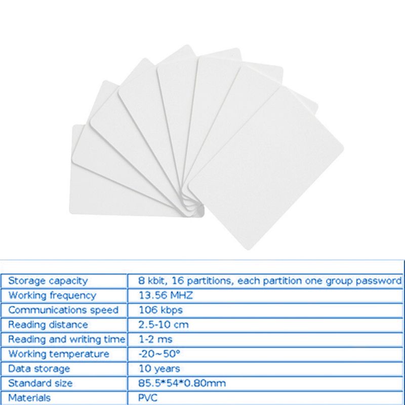 Gro 10PCS 13.56MHZ Contactless Putih PVC Card Kartu IC Frekuensi Tinggi Kartu RFID