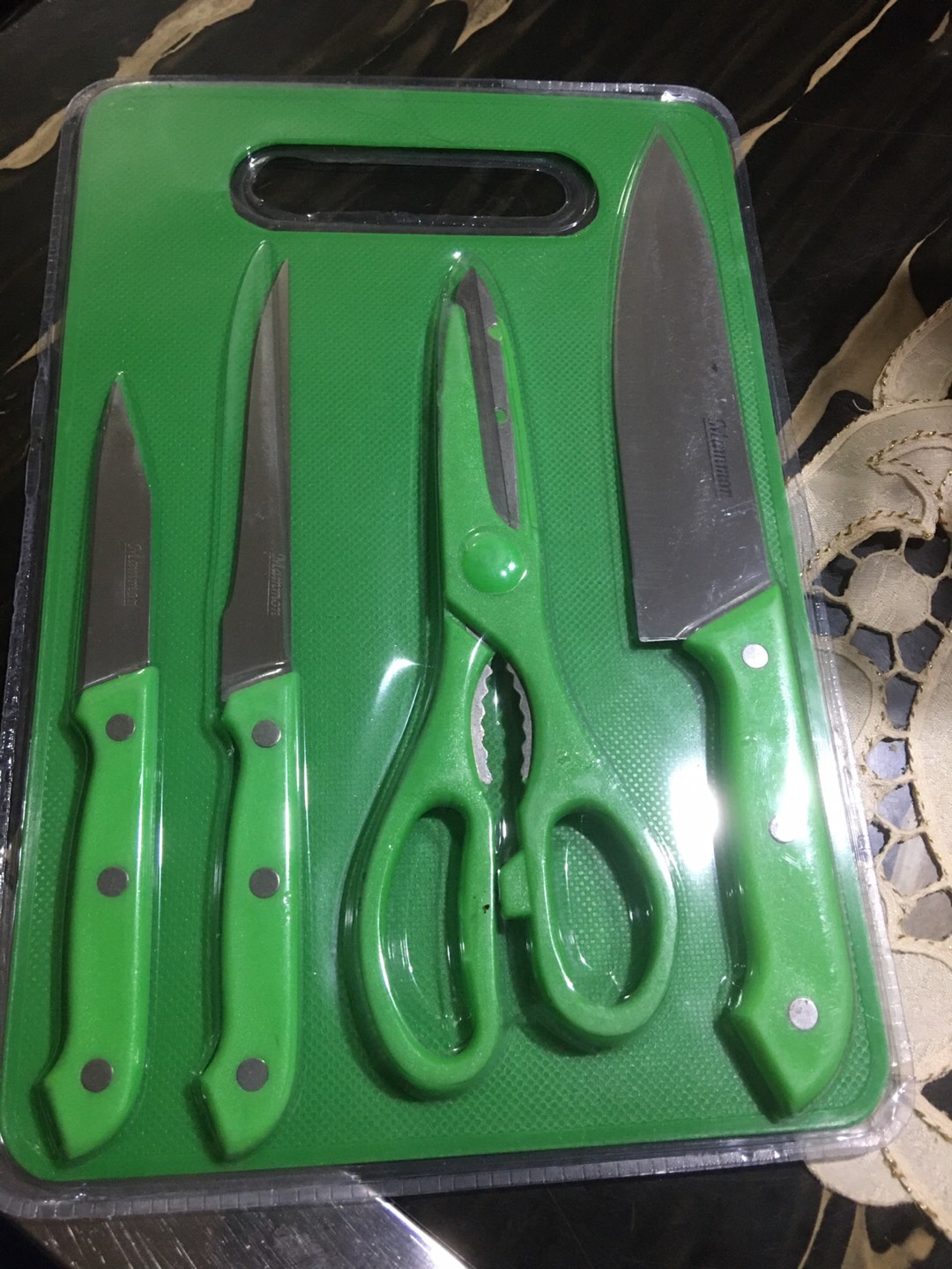 Talenan Set 5 In 1 / Talenan Set 5pcs Gunting Pisau Dapur Roti Daging