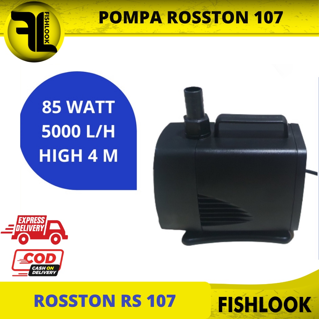 Rosston RS-107 RS107 RS 107 Pompa Celup Kolam Aquarium Hidroponik Powerhead 85 WATT HIGH 4 METER 5000 LITER PER JAM