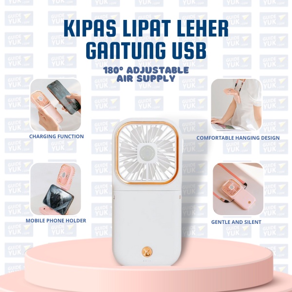 Kipas Angin Lipat Portable Mini 3 In 1 / Kipas Leher Gantung USB Power Bank