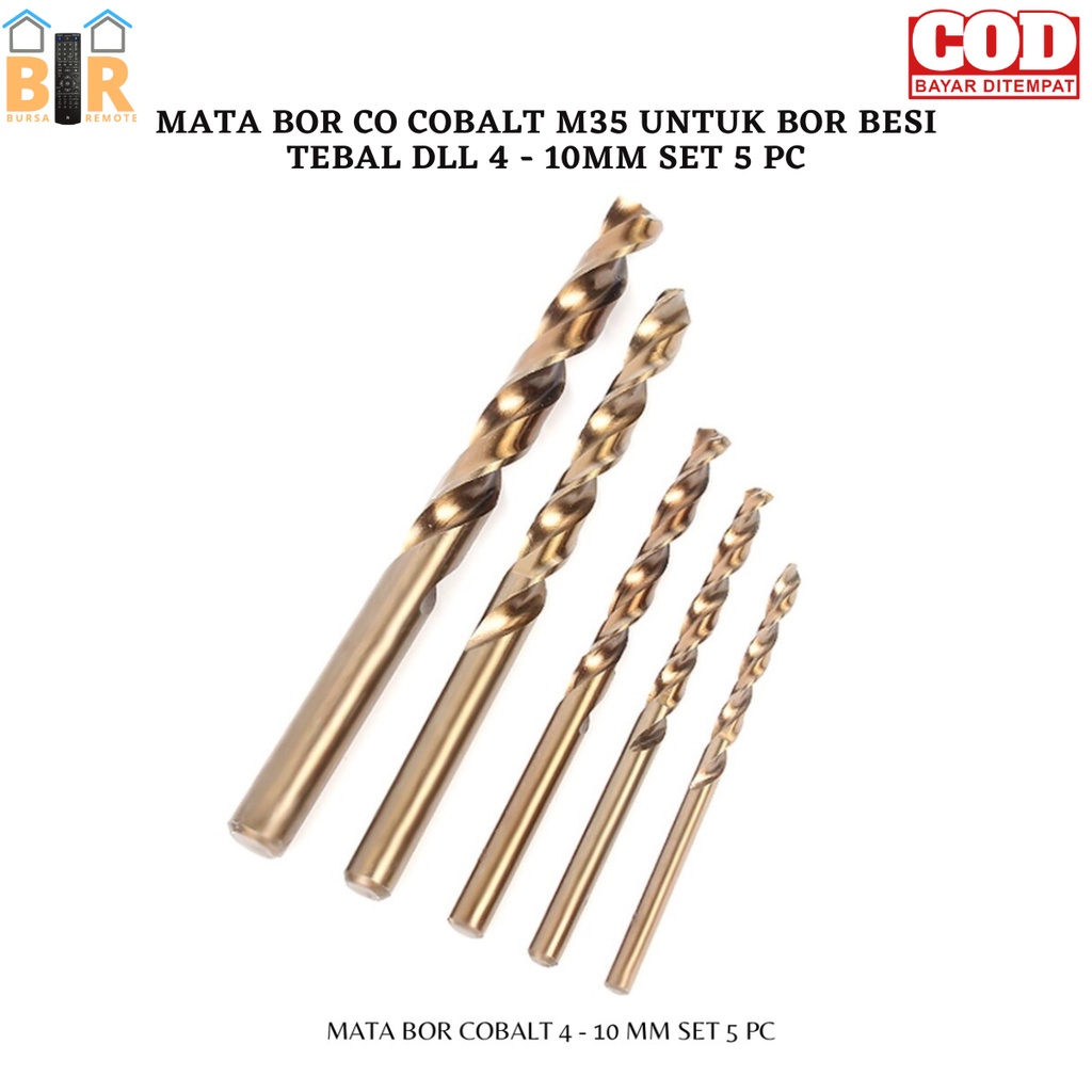 SET 5pcs Mata Bor HSS Co M35 Kobalt Twist mata Bor untuk Logam Baja Besi Aluminium Alat Baja 4-10MM