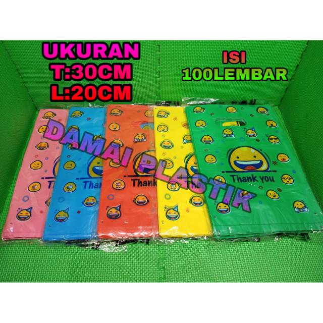 Kantong Plastik Pond Oval Motif Smile Thank You 20x30 Pack Online Shoping Bag 20 x 30 Terima Kasih