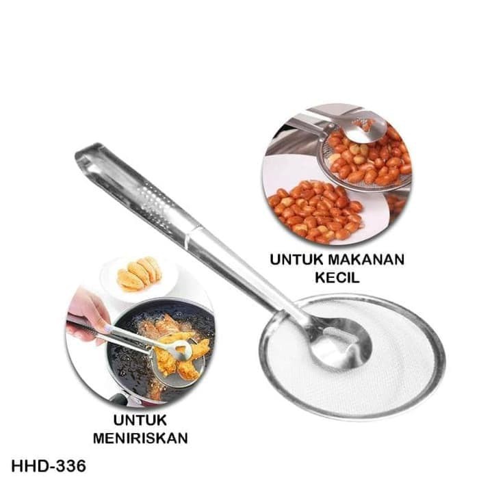 Saringan Gorengan 2in1 Dengan Capitan / Jepitan Capit Gorengan Stainless