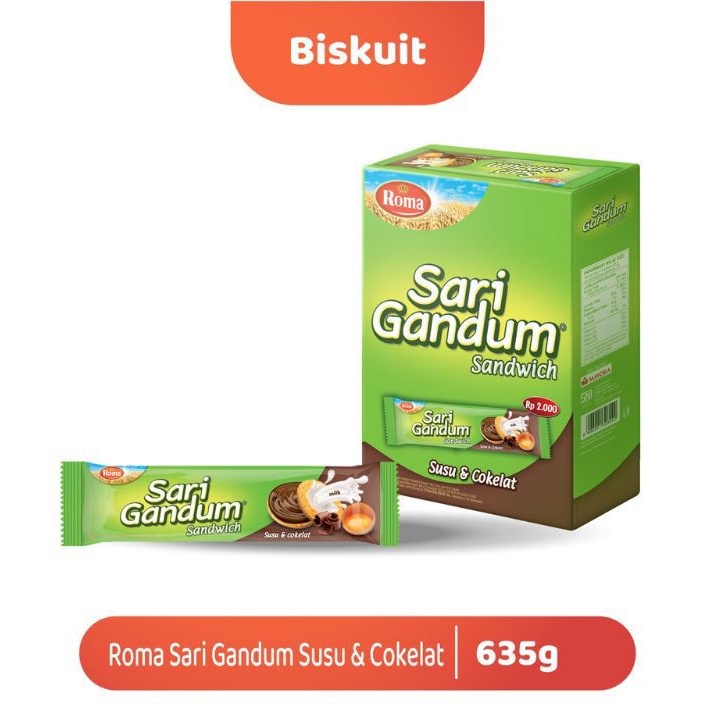 

Roma Sari Gandum Coklat 1 Box 12 sachet 39 gr