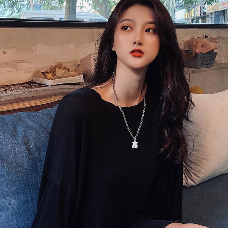 [ACKER] Hip Hop Paduan Indah Korean Kalung Wajah Beruang Fashion Untuk Wanita / Pria