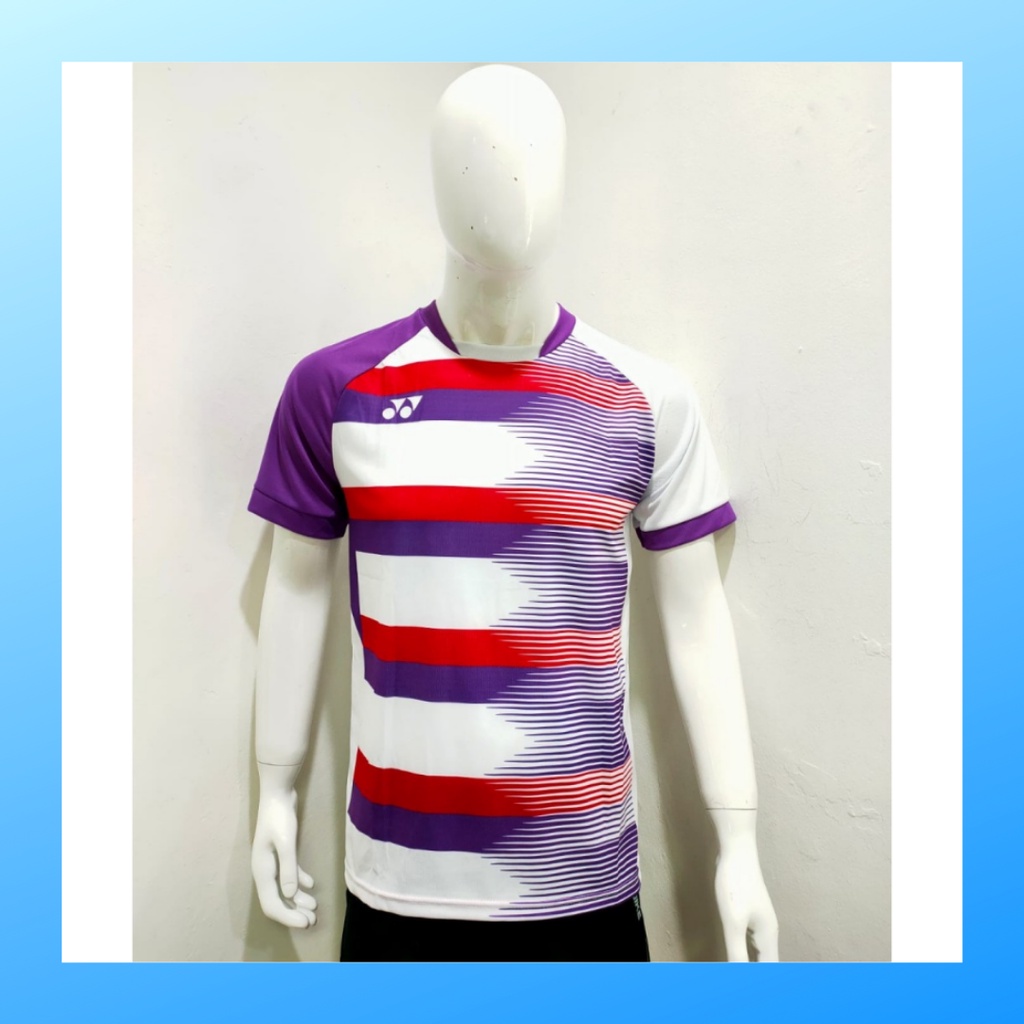 Kaos badminton pria jersey bulutangkis baju atasan jersy wanita dewasa t-shirt outfit seragam kostum olahraga casual suit pakaian jarsey oblong apparel sports jersi bulu tangkis Y167 putih polos