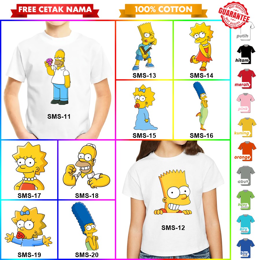 [FREE NAMA!!] Baju Kaos COUPLE ANAK DAN DEWASA SIMPSONS BANYAK MOTIF