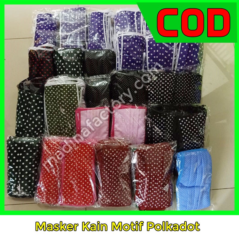  Masker  Kain Hijab Motif PolkaDot  Tali Headloop Bahan Katun 