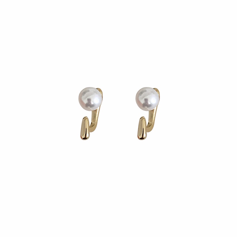 Anting Stud Mutiara Removable Warna Emas Gaya Korea Untuk Wanita