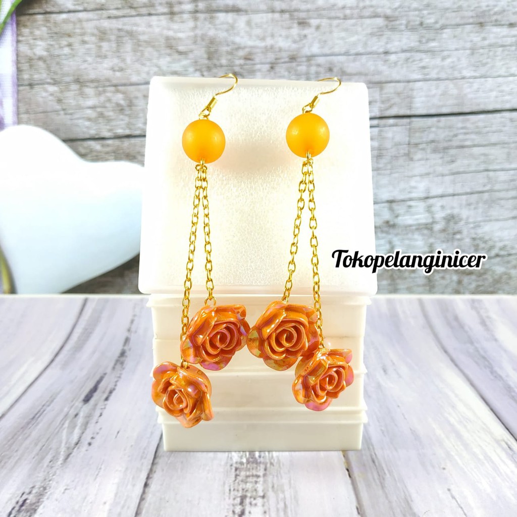 ANTING LUCU - ANTING FASHION - ANTING Hijab JUNTAI Mawar panjang - GIWANG - KERABU AKSESORIS