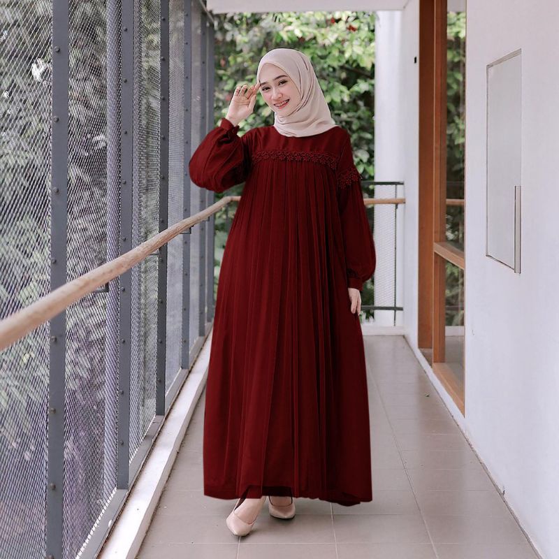 Shanum Dress Maxy Gamis Muslim Mix Tutu Tile Import Outfit