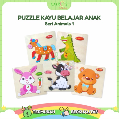 Puzzle Anak Kayu Belajar Animals Binatang