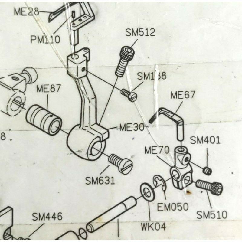 SM512 Asli Siruba Baut Dudukan Looper Mesin Kamkut Siruba F007 D