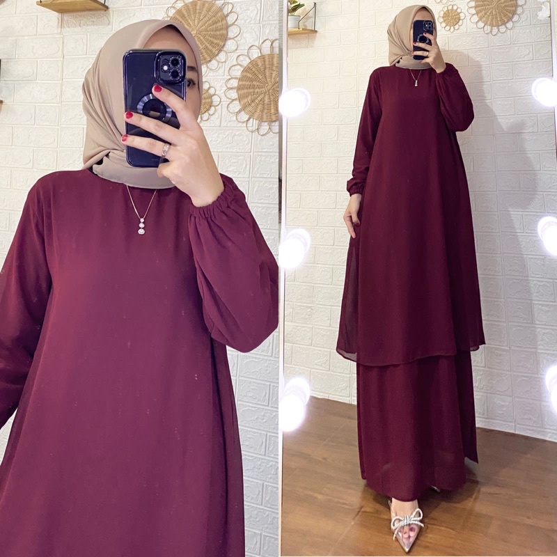 Gamis Malaysia / Gamis Polos Malaysia / Gamis Ceruty Baby Doll premium