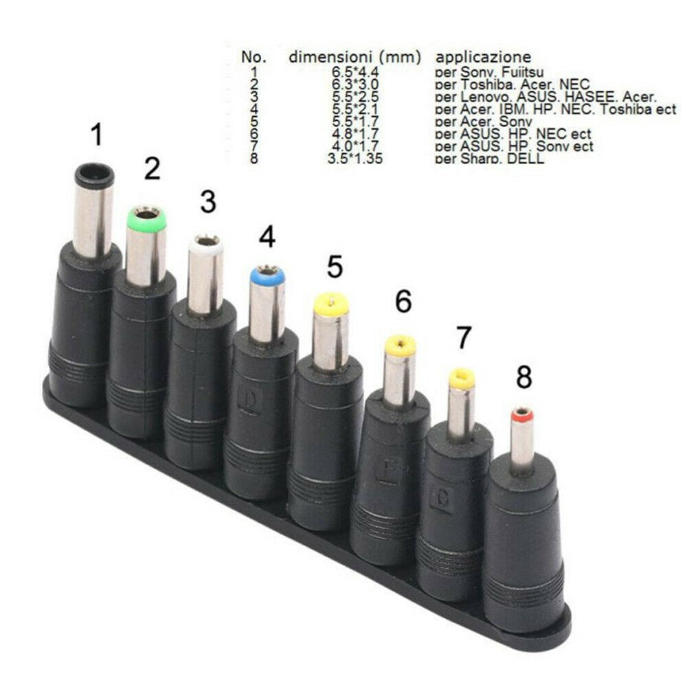 【COD Tangding】8Pcs / Set Adaptor Charger AC DC Universal untuk Laptop / PC / Notebook