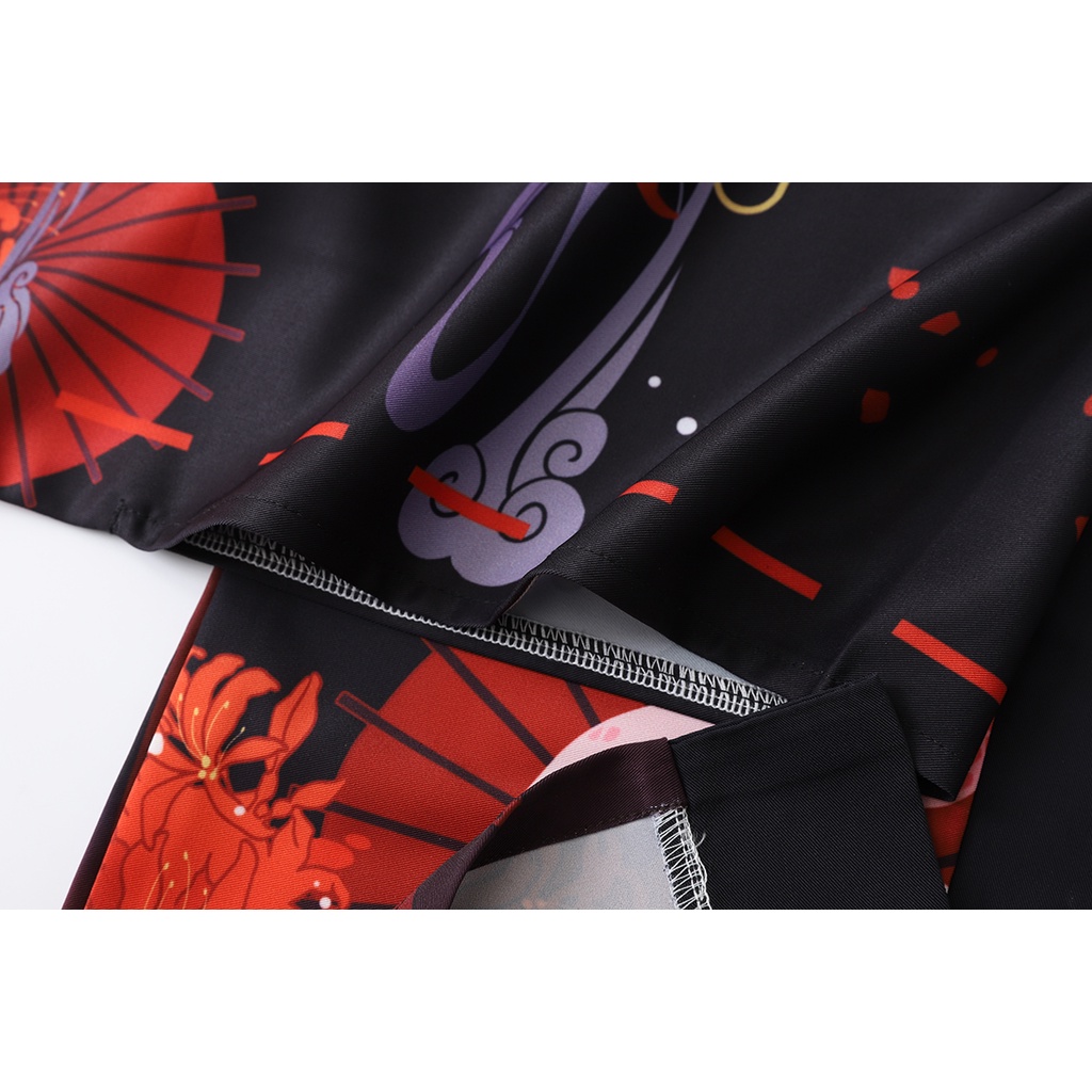 New Anime Street Cardigans Jepang Harajuku Kimono Longgar Warna Pria Hitam Hijau Merah Pakaian 2023