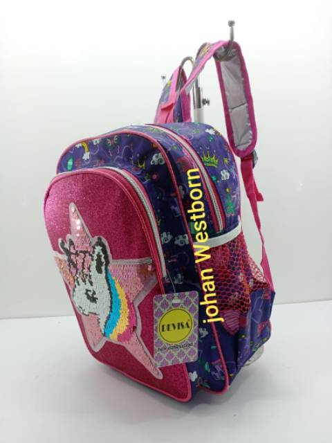 Tas Ransel Sekolah Paud TK gliter usap