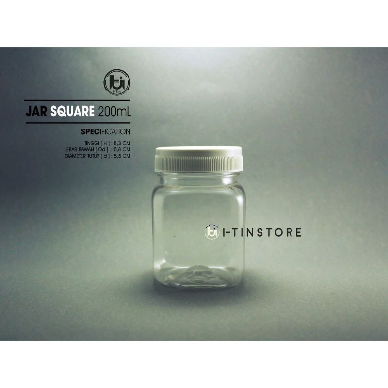 JAR 200 ML KOTAK / SQUARE TOPLES SAMBAL PLASTIK / 200ML JAR PLASTIC