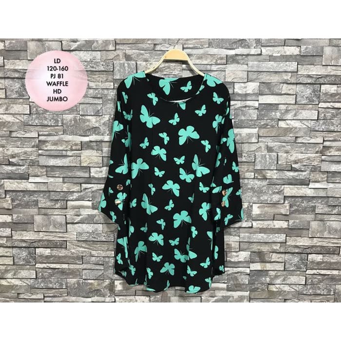 READY STOCK ATASAN BIG SIZE TUNIK LD 120-160 CM BUTTERFLY JUMBO HIJAB BLUS MUSLIM