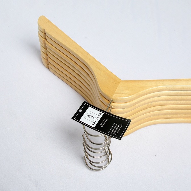 (PAKET 100 PCS) HANGER KAYU NATURAL KUALITAS PREMIUM / GANTUNGAN BAJU KUALITAS PREMIUM - DEWASA