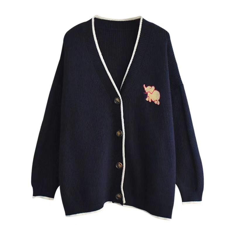 WOMAN KNIT CARDIGAN ELEPHANT SWEATER JACKET JAKET WANITA MUSIM DINGIN